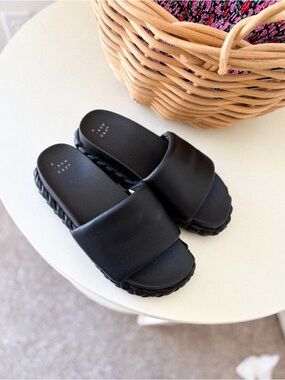 a new day Black Padded Slide Sandals